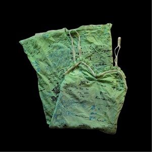 Vintage Y2k Aquatic Green Mesh Printed Dress